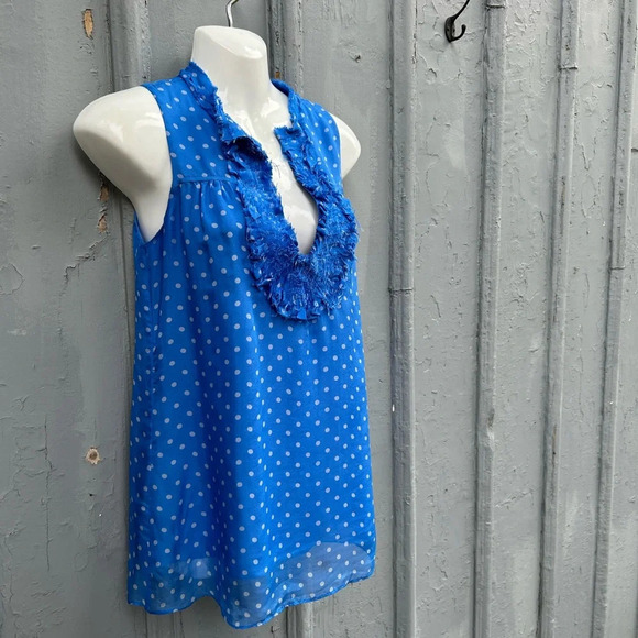 Anthropologie Blue  Tassel Aperire Silk Blouse, size Small - Picture 3 of 10